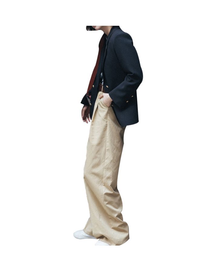 Fall New Floor Length Wide Leg Trousers Women Fashion High Waist Loose Long Pants